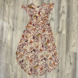 Windsor V Neck Sheer Floral Chiffon High Low Short Sleeve Top Maxi Train Size S